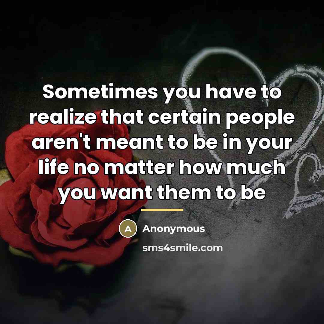 “Sometimes you have to realize that certain people aren't meant…” quote by Anonymous