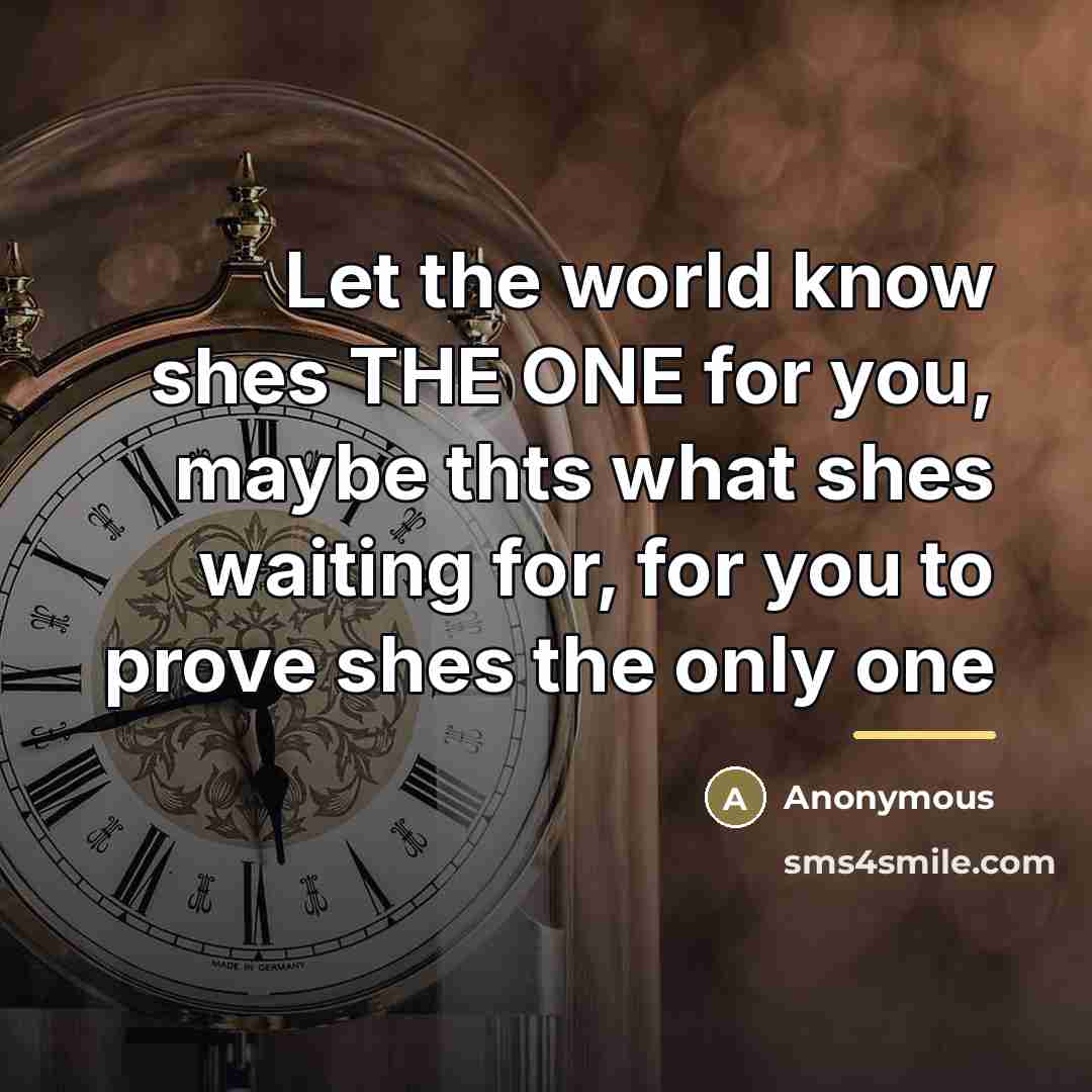 “Let the world know shes THE ONE for you, maybe…” quote by Anonymous