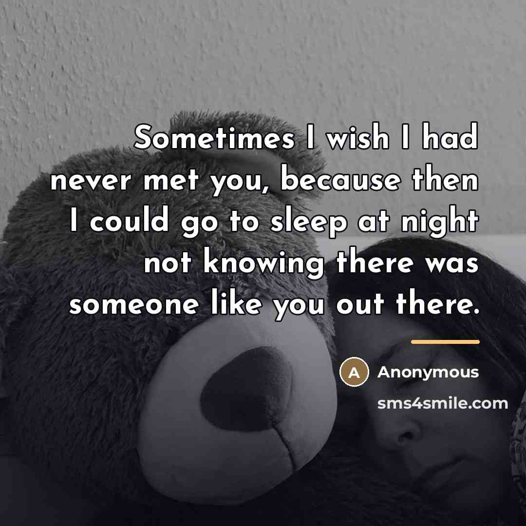“Sometimes I wish I had never met you, because then…” quote by Anonymous