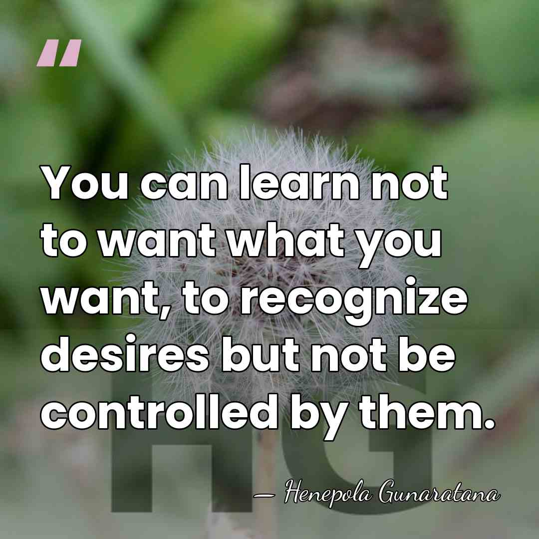 You can learn not to want what you want, to recognize desires&hellip; - Henepola Gunaratana