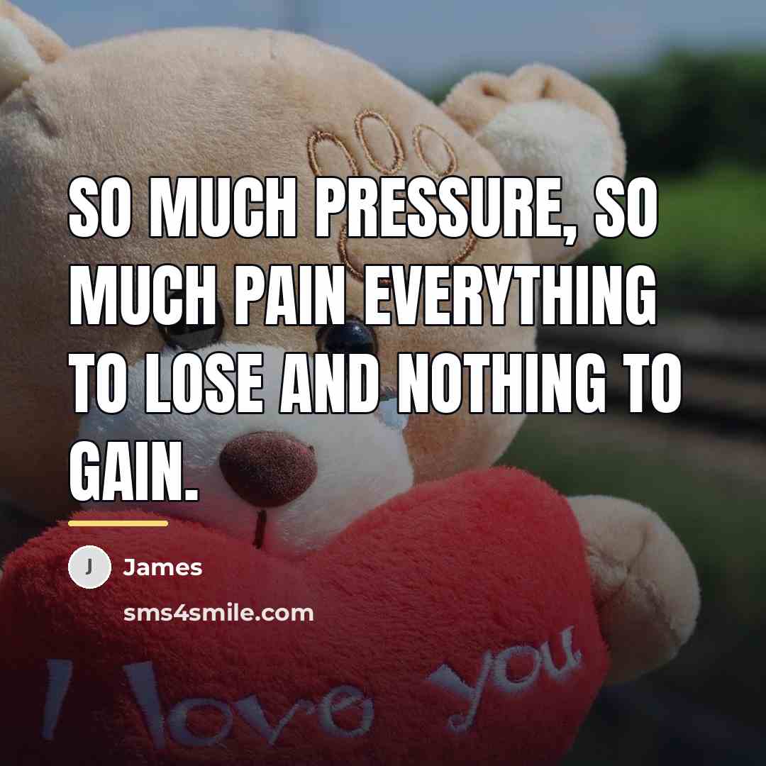 “So much pressure, so much pain everything to lose and…” quote by James