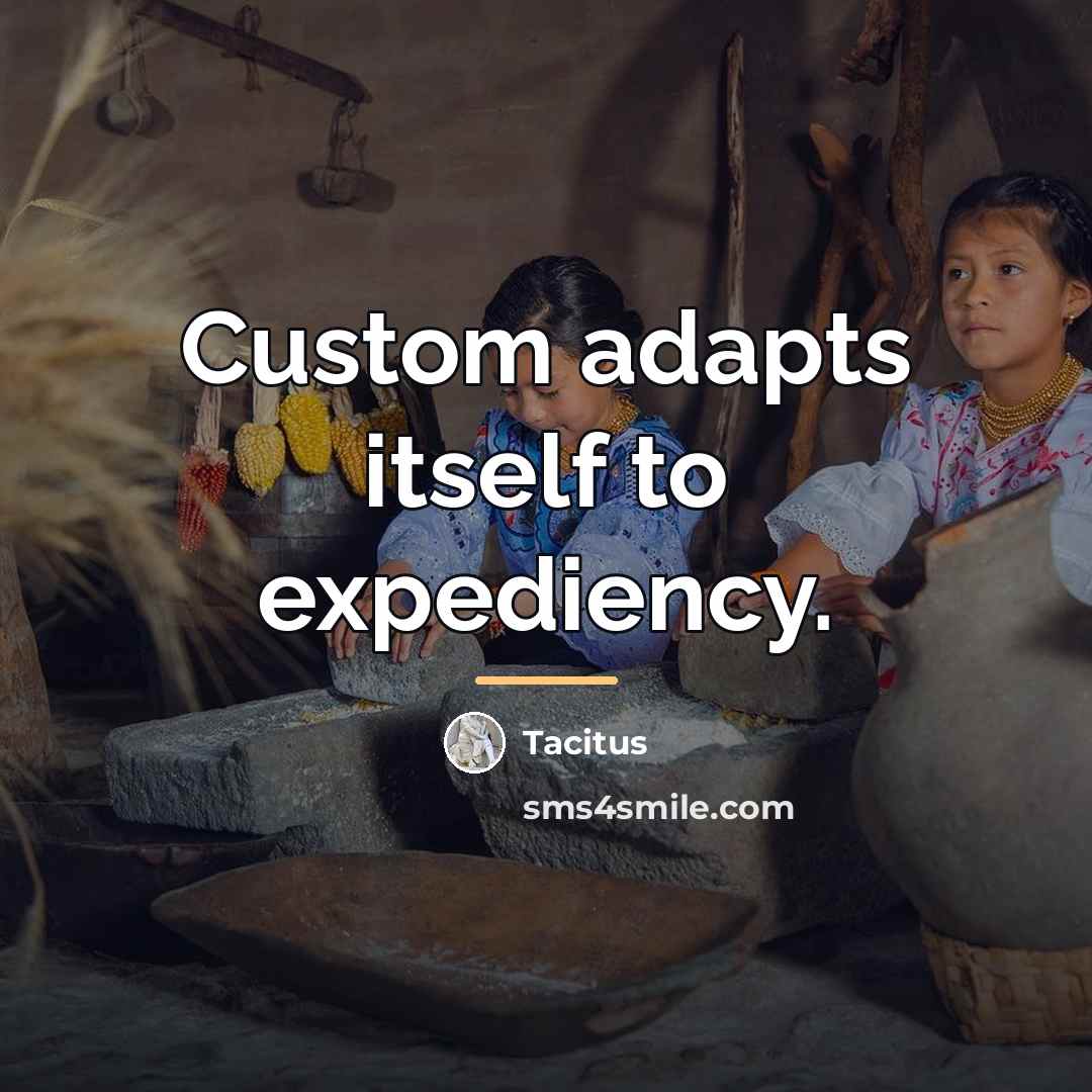 “Custom adapts itself to expediency.…” quote by Tacitus