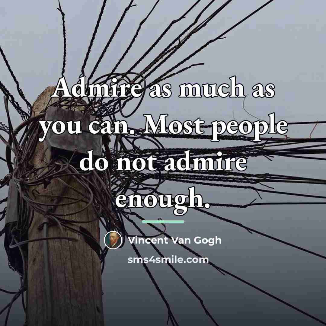 “Admire as much as you can. Most people do not…” quote by Vincent Van Gogh