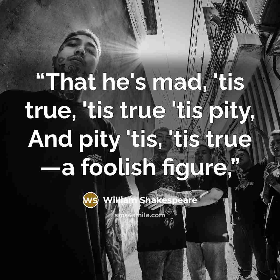 “That he's mad, 'tis true, 'tis true 'tis pity, And pity 'tis, 'tis true —a foolish figure,” quote by William Shakespeare