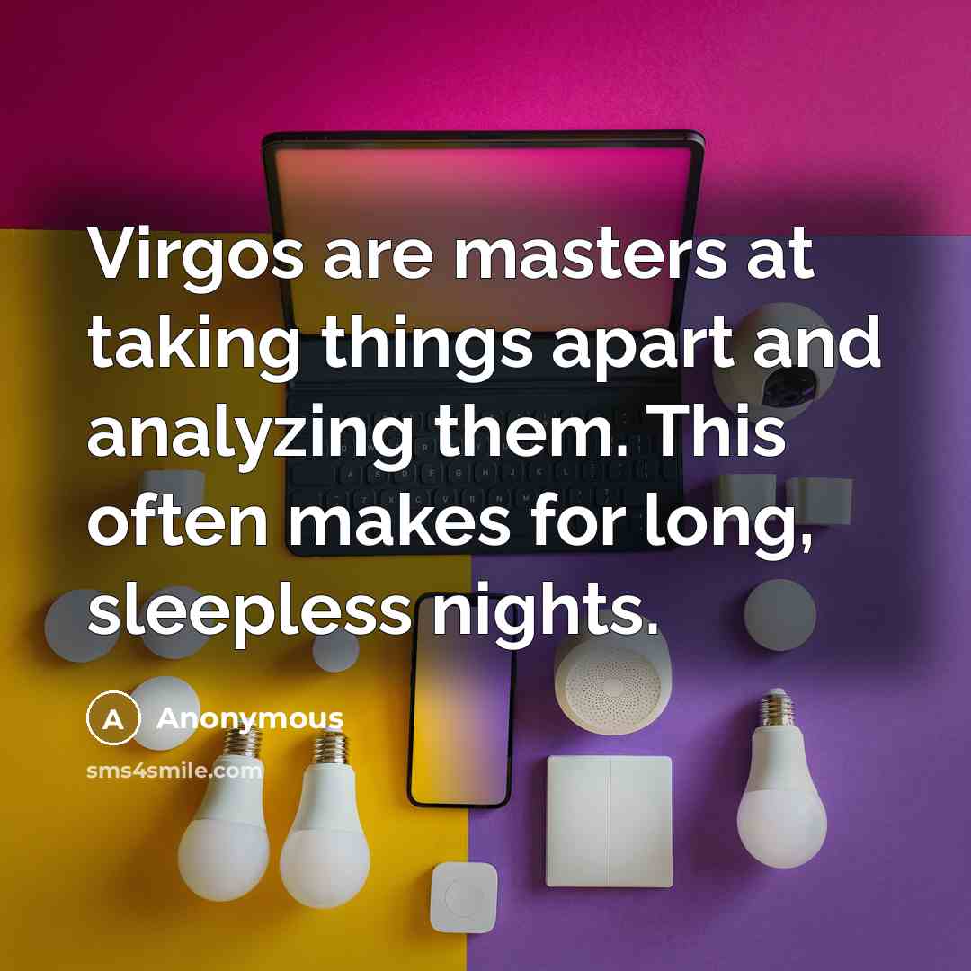 “Virgos are masters at taking things apart and analyzing them. This often makes for long, sleepless nights.” quote by Anonymous