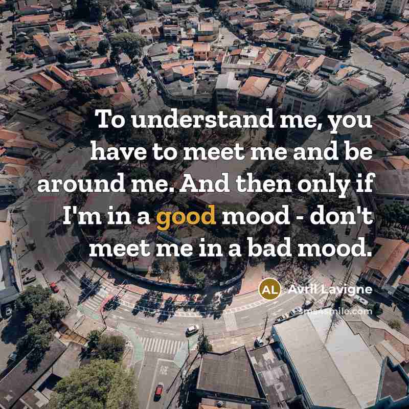 “To understand me, you have to meet me and be…” quote by Avril Lavigne