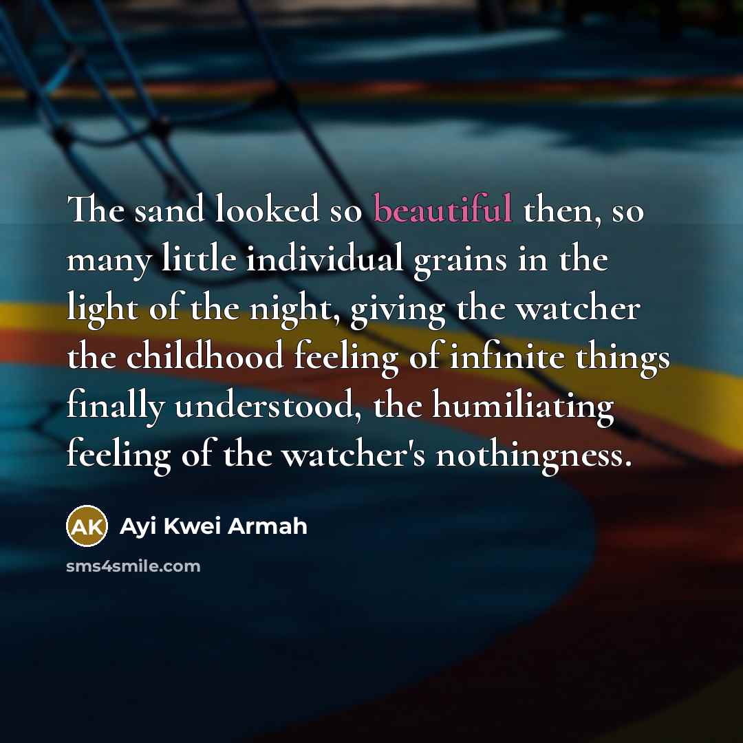 “The sand looked so beautiful then, so many little individual…” quote by Ayi Kwei Armah