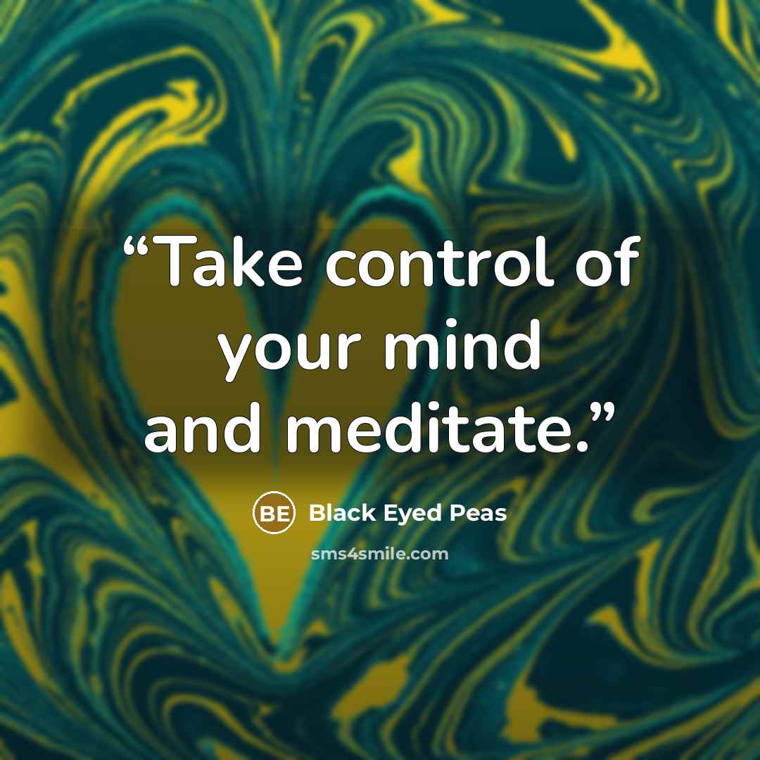 “Take control of your mind and meditate.” quote by Black Eyed Peas