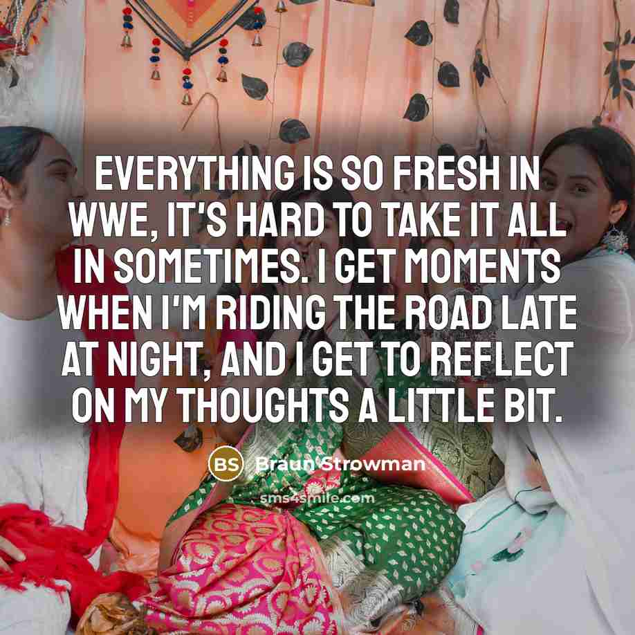 “Everything is so fresh in WWE, it's hard to take…” quote by Braun Strowman