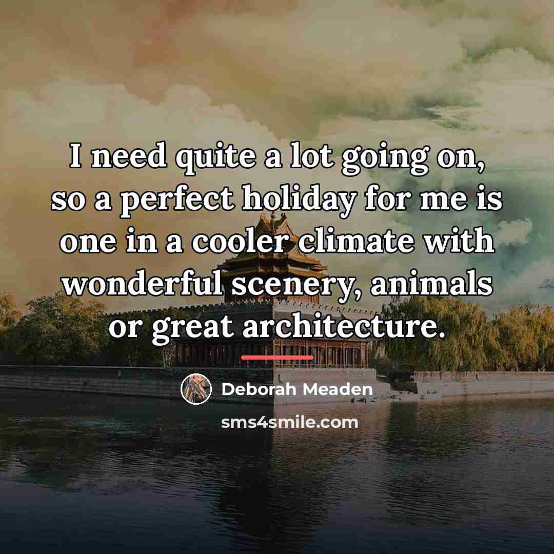 “I need quite a lot going on, so a perfect…” quote by Deborah Meaden