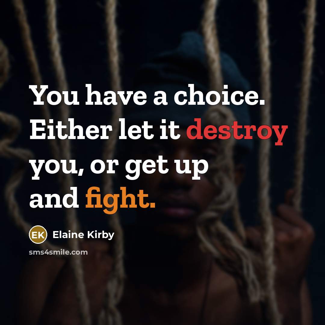“You have a choice. Either let it destroy you, or…” quote by Elaine Kirby