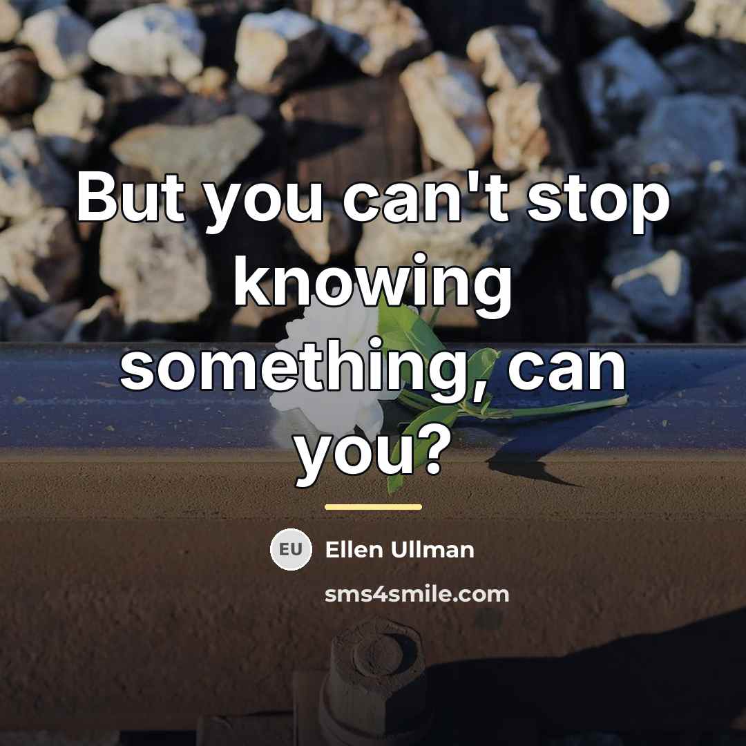 “But you can't stop knowing something, can you?…” quote by Ellen Ullman