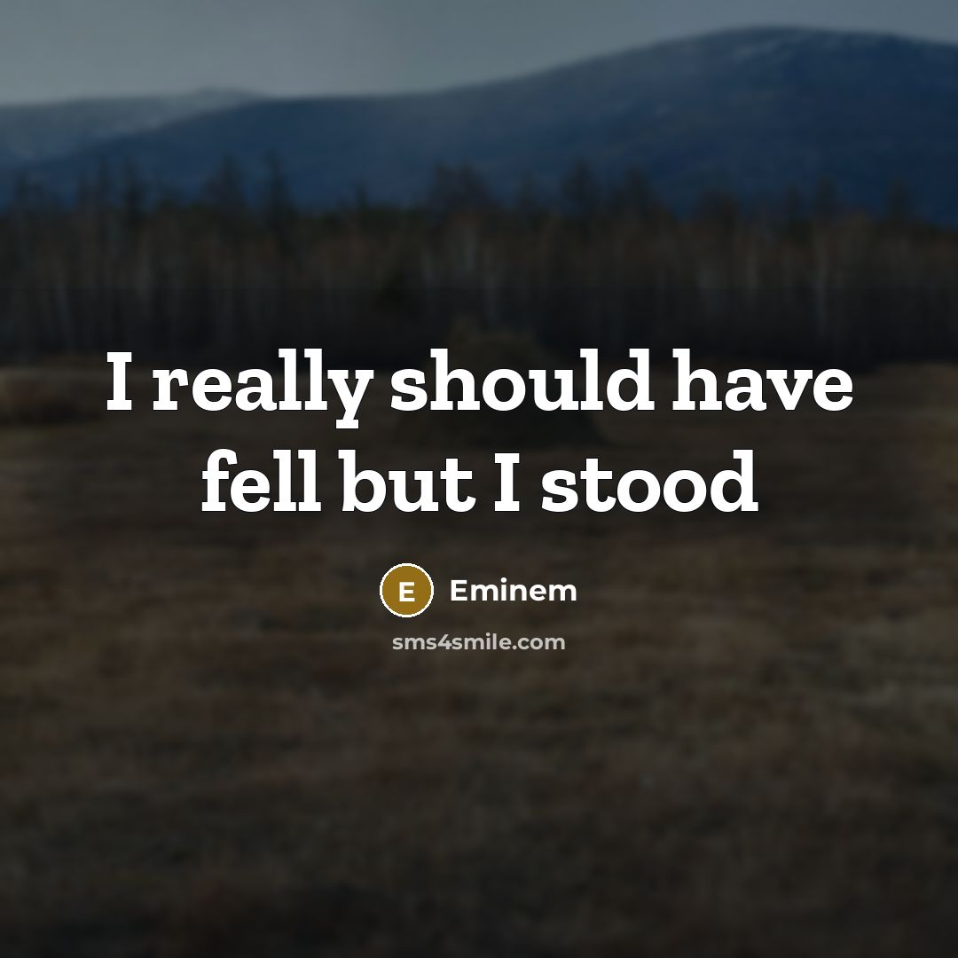 “I really should have fell but I stood” quote by Eminem
