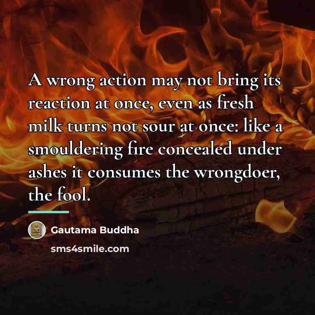 “A wrong action may not bring its reaction at once,…” quote by Gautama Buddha