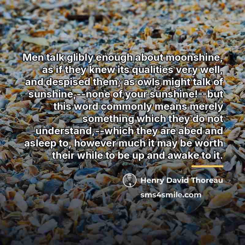 “Men talk glibly enough about moonshine, as if they knew…” quote by Henry David Thoreau