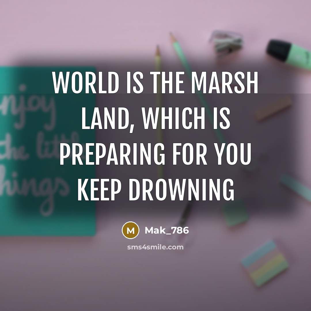 “World is the marsh land, which is preparing for you keep drowning” quote by Mak_786