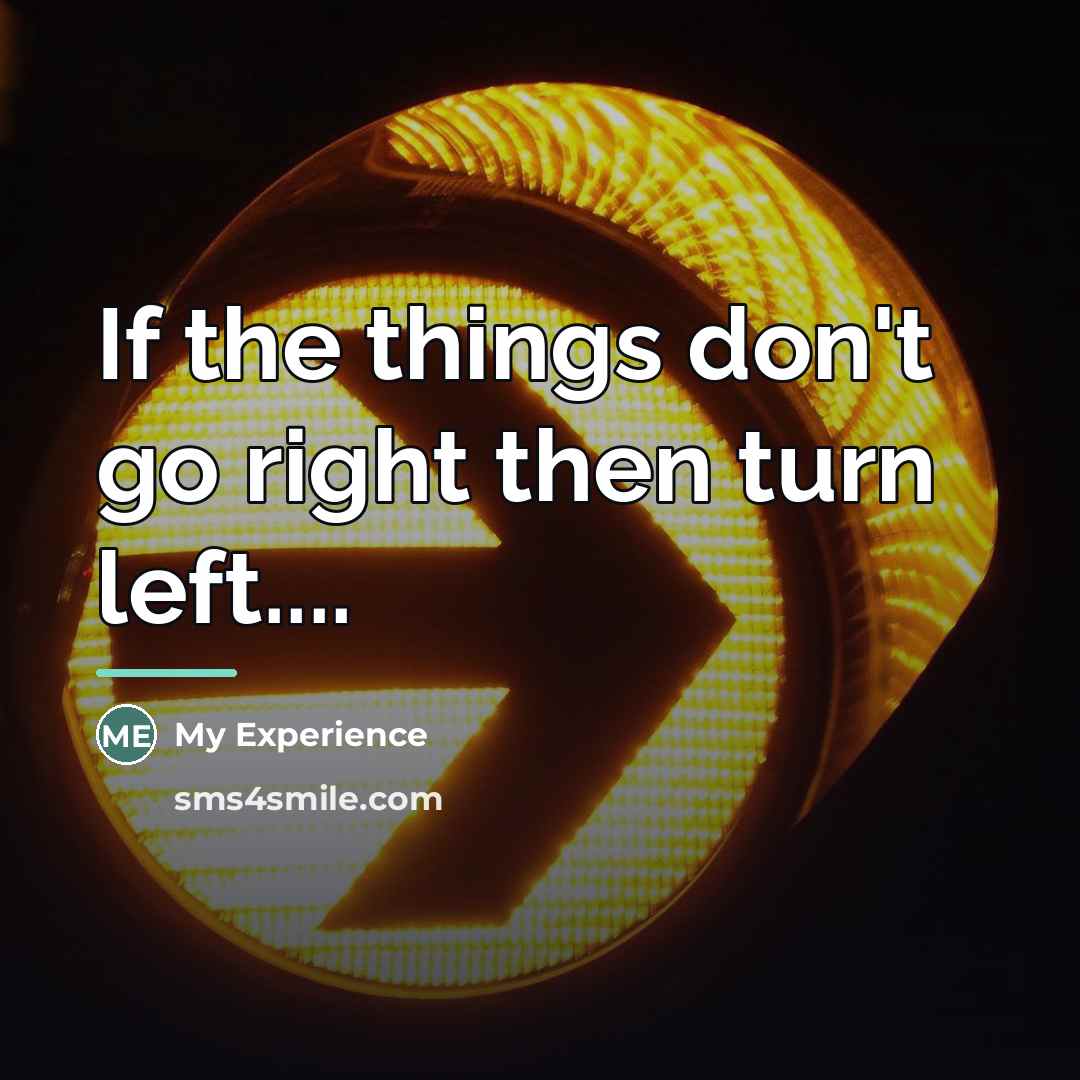“If the things don't go right then turn left....…” quote by My Experience