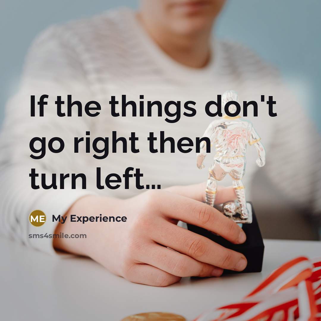 “If the things don't go right then turn left…” quote by My Experience