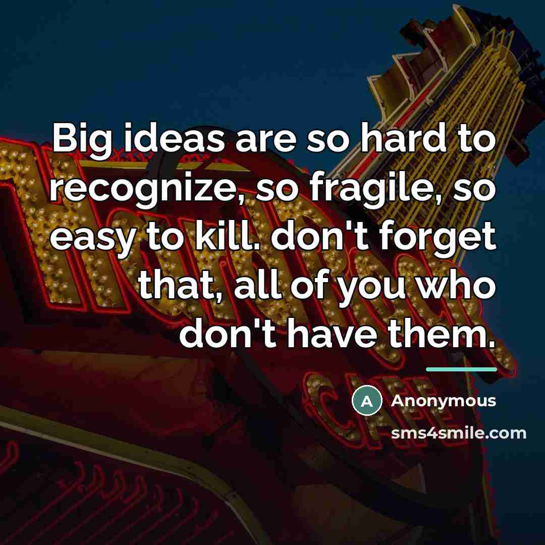 “Big ideas are so hard to recognize, so fragile, so…” quote by Anonymous