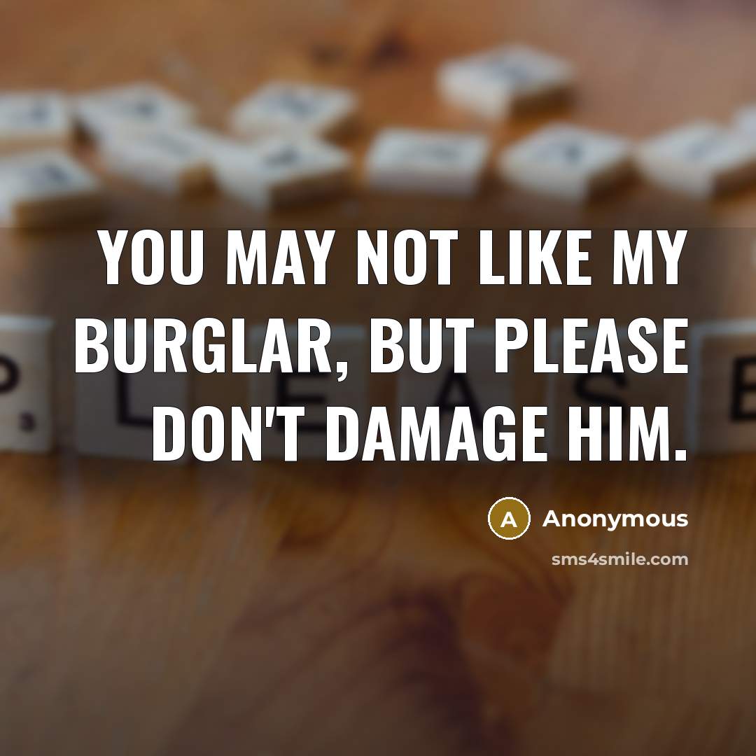 “You may not like my burglar, but please don't damage him.” quote by Anonymous