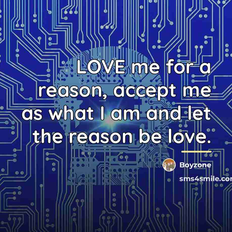 “LOVE me for a reason, accept me as what I…” quote by Boyzone