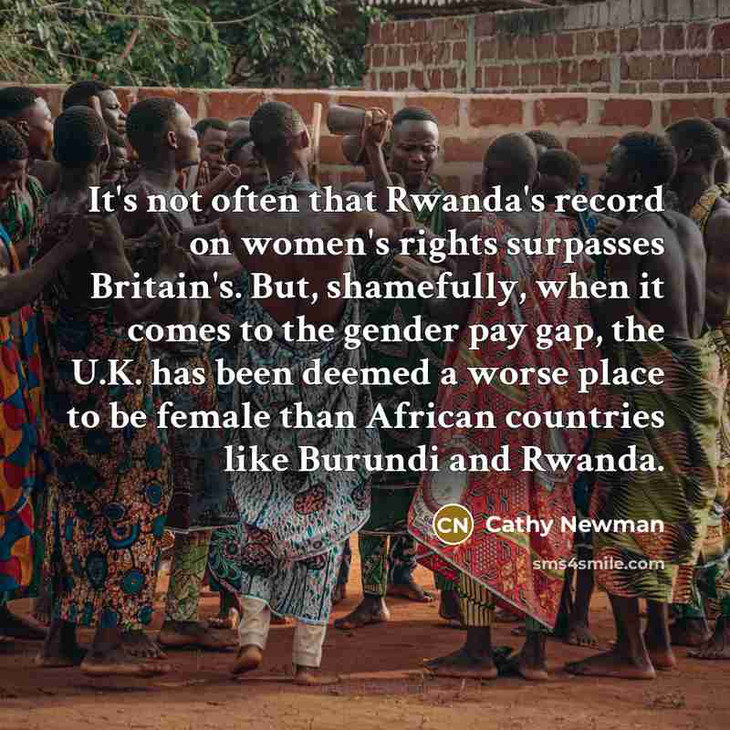 “It's not often that Rwanda's record on women's rights surpasses…” quote by Cathy Newman