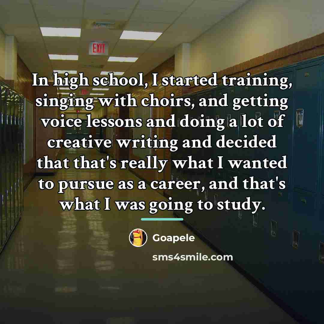 “In high school, I started training, singing with choirs, and…” quote by Goapele