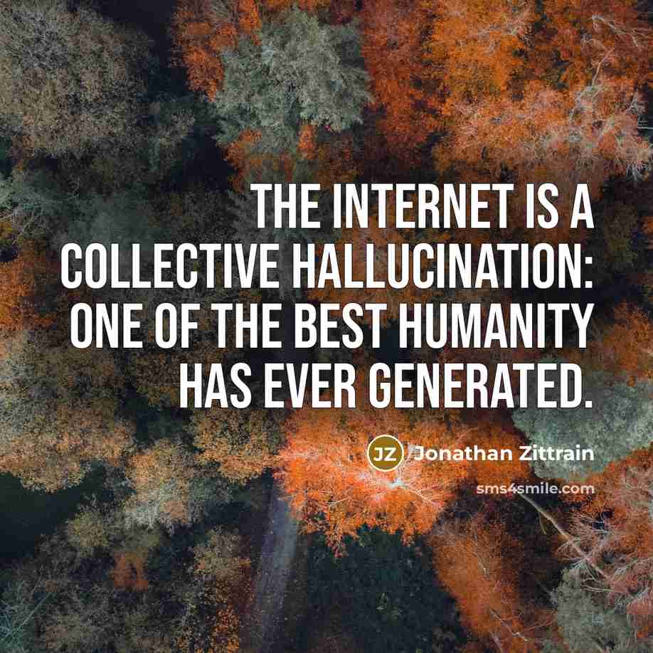 “The Internet is a collective hallucination: one of the best…” quote by Jonathan Zittrain