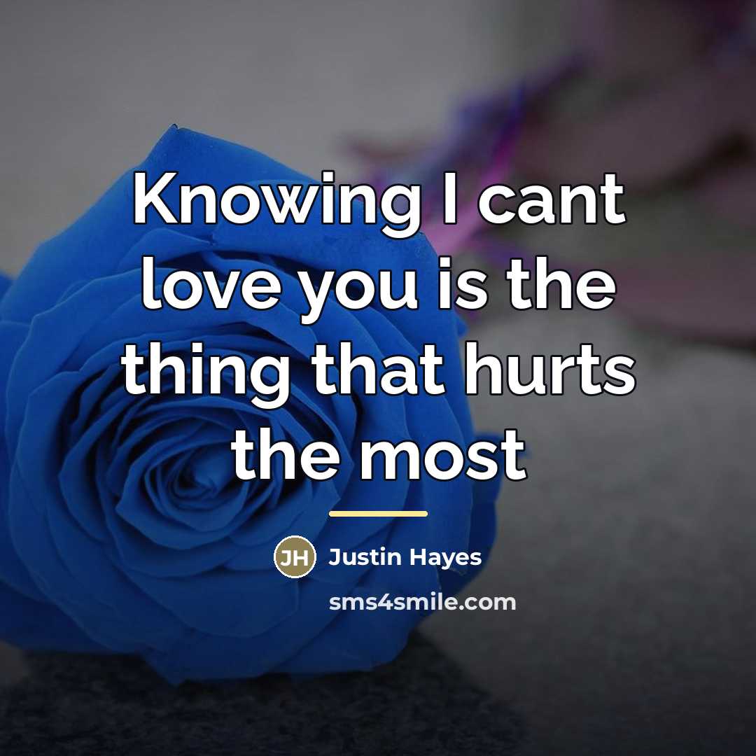 “Knowing I cant love you is the thing that hurts…” quote by Justin Hayes