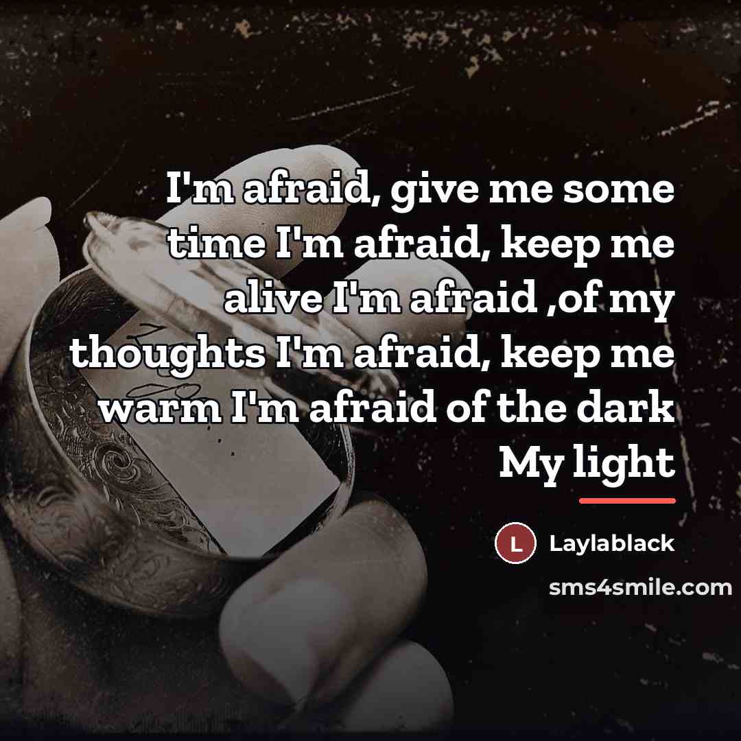 “I'm afraid, give me some time I'm afraid, keep me…” quote by Laylablack