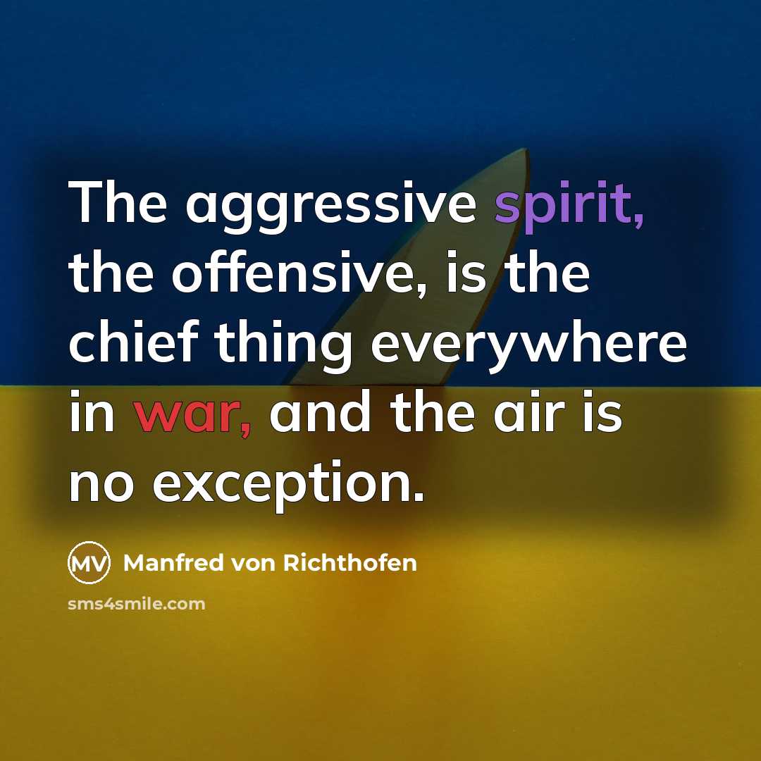 “The aggressive spirit, the offensive, is the chief thing everywhere…” quote by Manfred von Richthofen