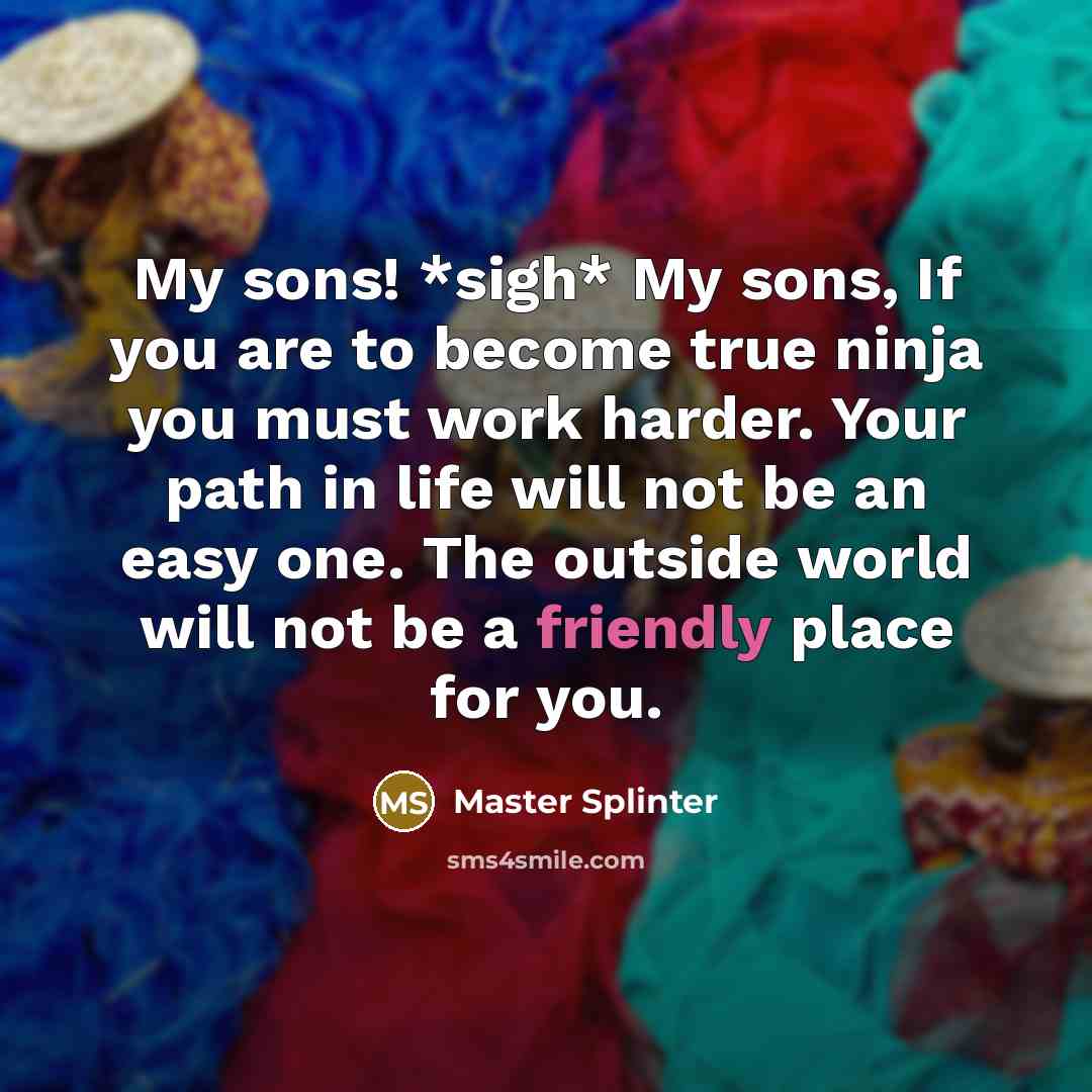 “My sons! *sigh* My sons, If you are to become…” quote by Master Splinter