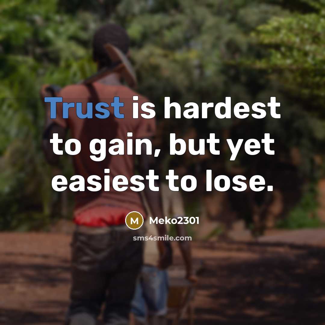 “Trust is hardest to gain, but yet easiest to lose.…” quote by Meko2301