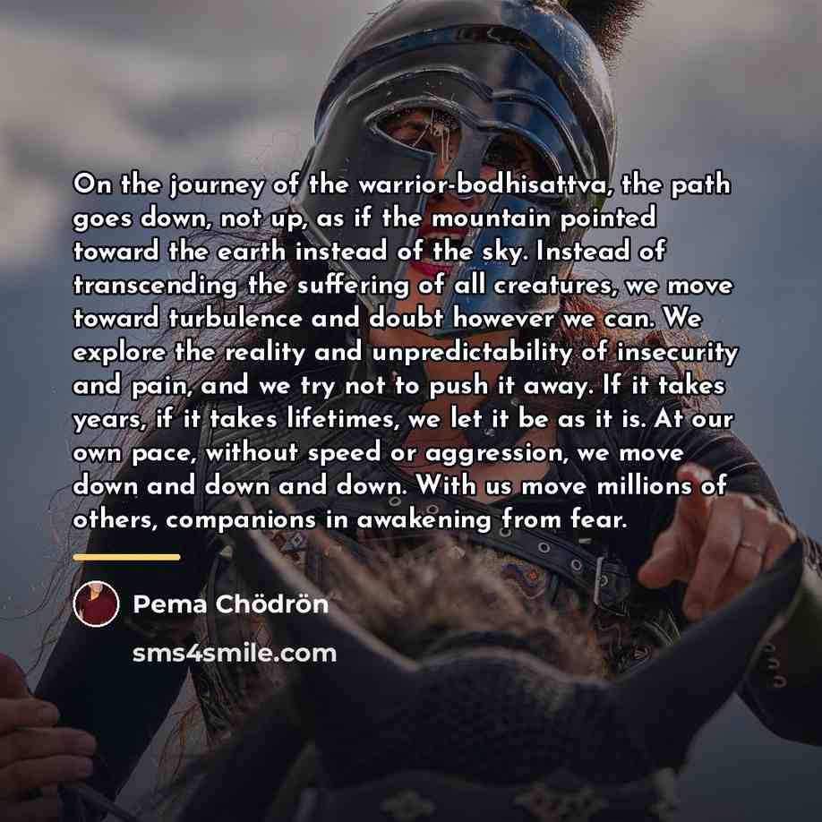 “On the journey of the warrior-bodhisattva, the path goes down,…” quote by Pema Chodron