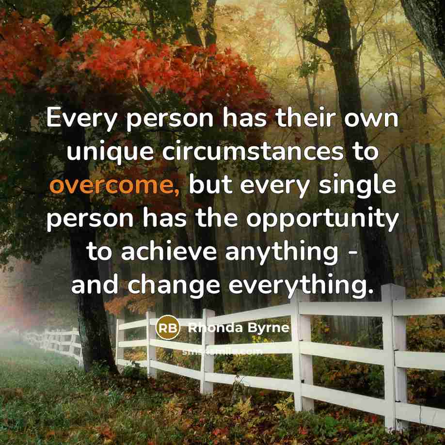 “Every person has their own unique circumstances to overcome, but…” quote by Rhonda Byrne