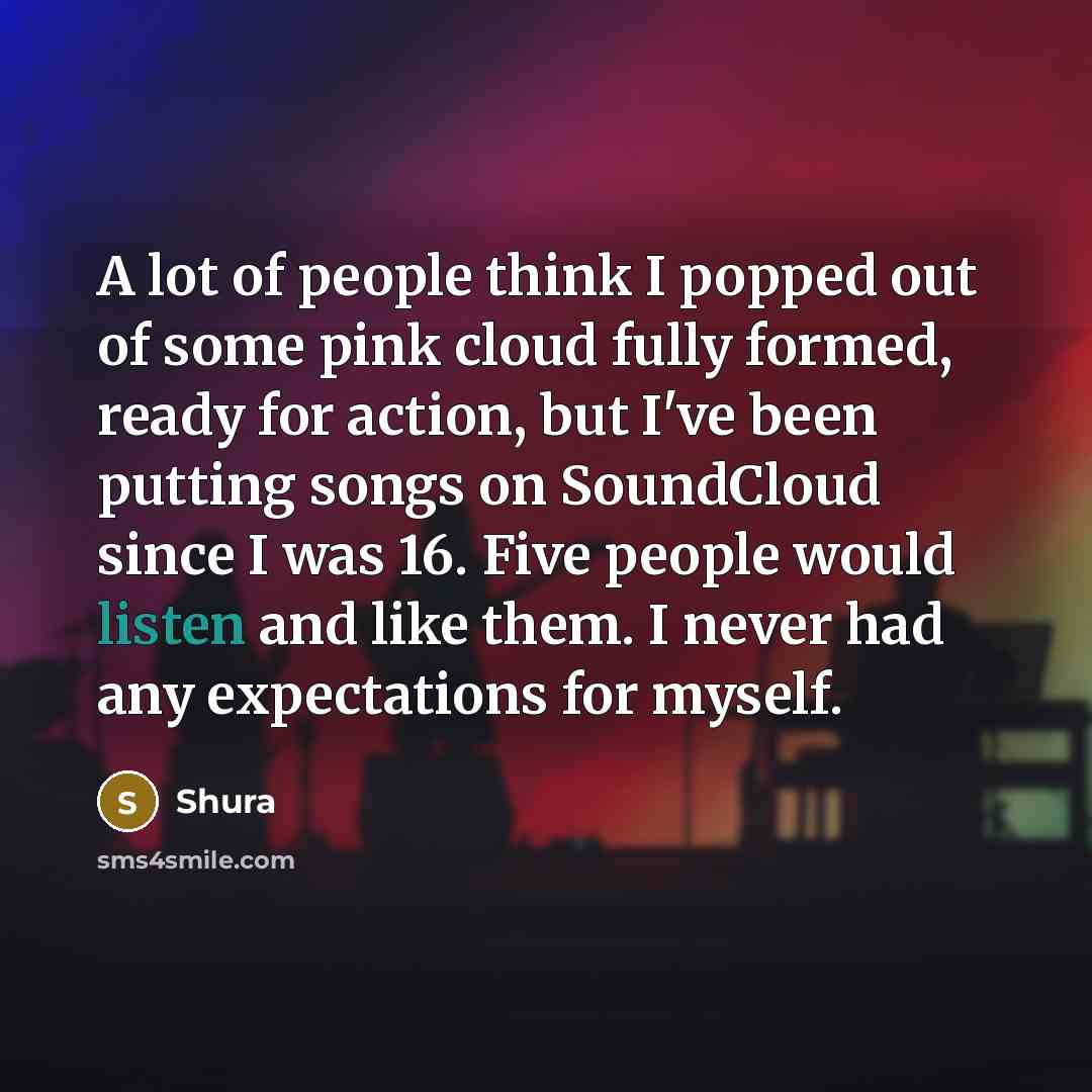 “A lot of people think I popped out of some…” quote by Shura