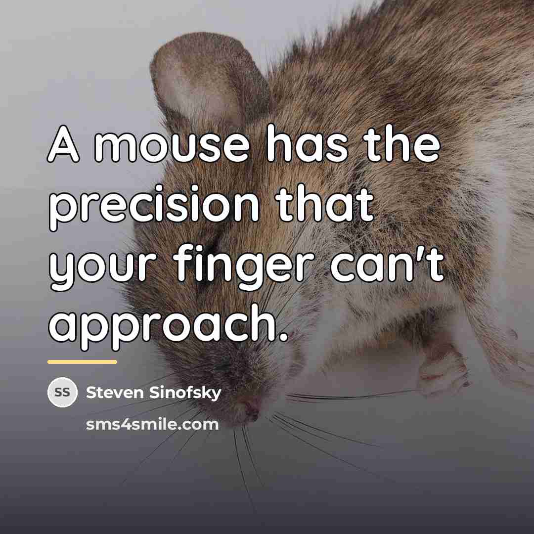 “A mouse has the precision that your finger can't approach.…” quote by Steven Sinofsky