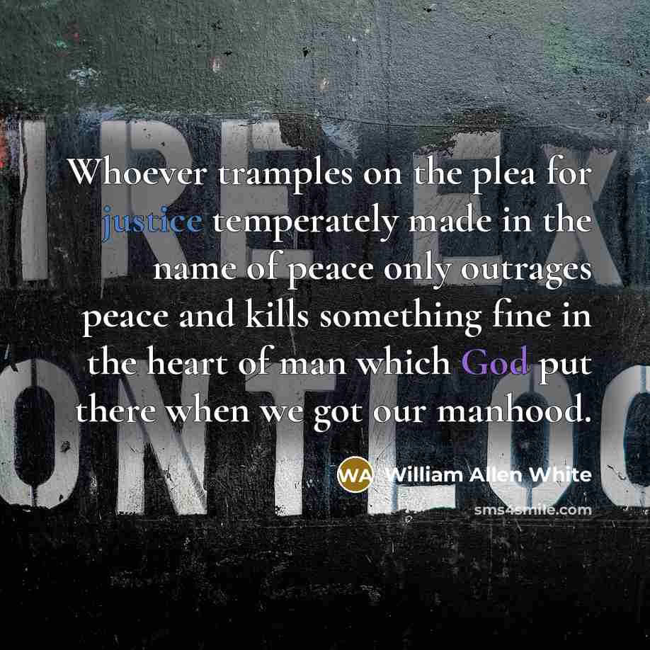 “Whoever tramples on the plea for justice temperately made in…” quote by William Allen White