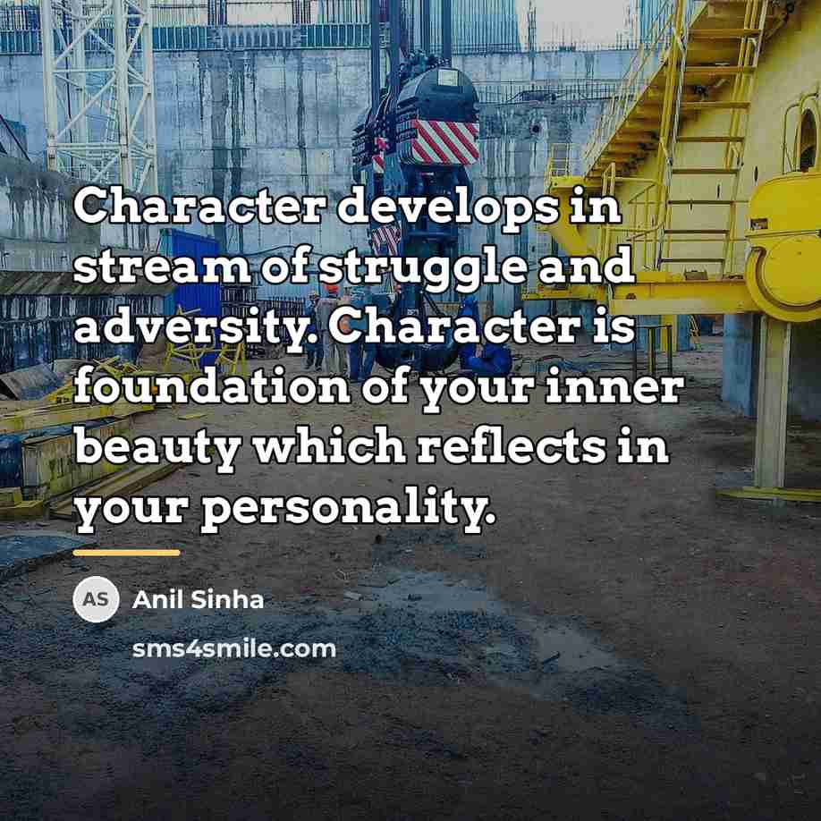 “Character develops in stream of struggle and adversity. Character is…” quote by Anil Sinha