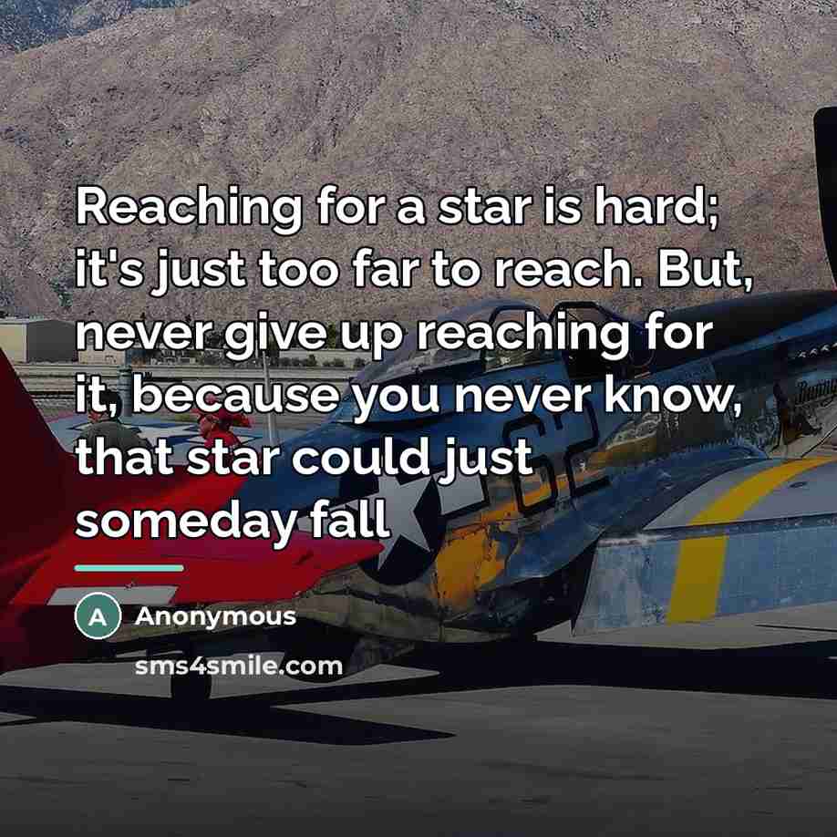 “Reaching for a star is hard; it's just too far…” quote by Anonymous