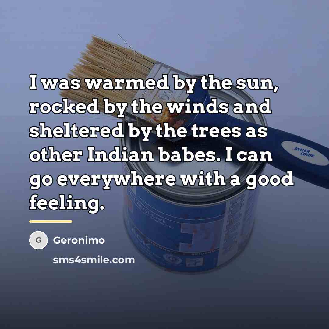 “I was warmed by the sun, rocked by the winds…” quote by Geronimo
