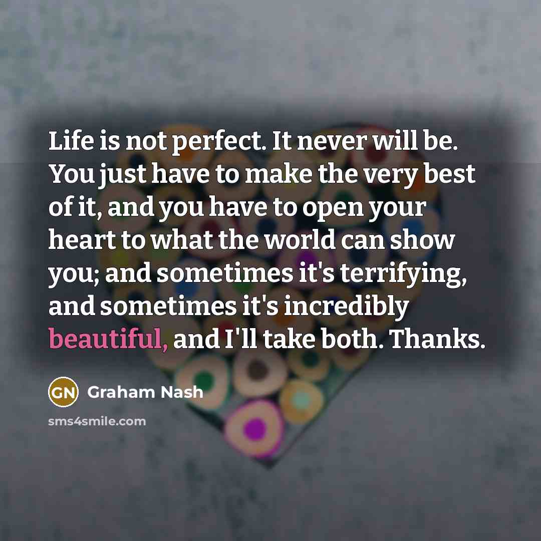 “Life is not perfect. It never will be. You just…” quote by Graham Nash