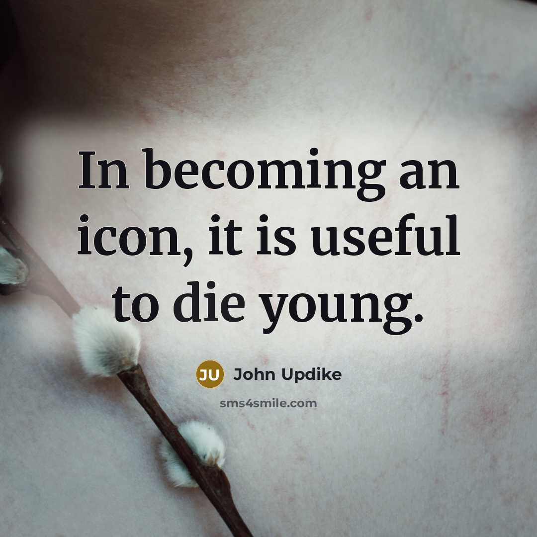 “In becoming an icon, it is useful to die young.…” quote by John Updike