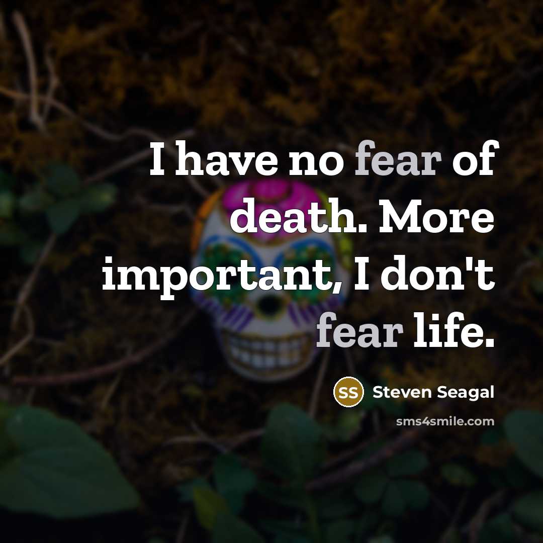 “I have no fear of death. More important, I don't…” quote by Steven Seagal