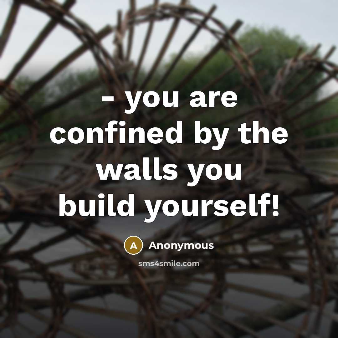 “- you are confined by the walls you build yourself!” quote by Anonymous