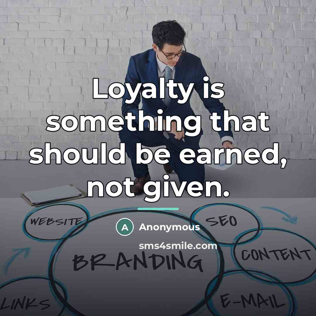 “Loyalty is something that should be earned, not given.…” quote by Anonymous