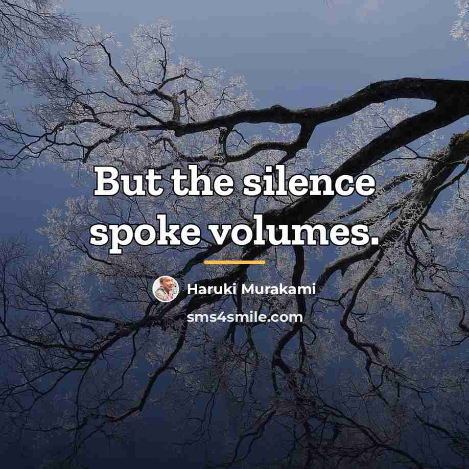 “But the silence spoke volumes.…” quote by Haruki Murakami