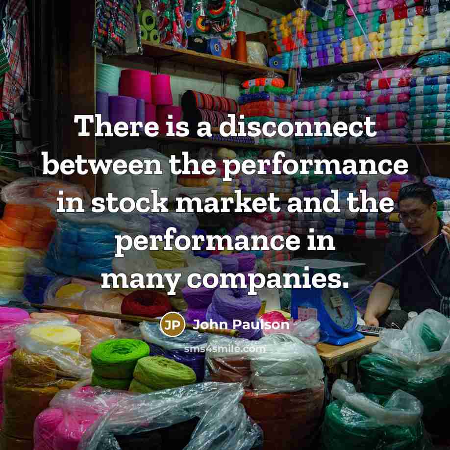 “There is a disconnect between the performance in stock market…” quote by John Paulson