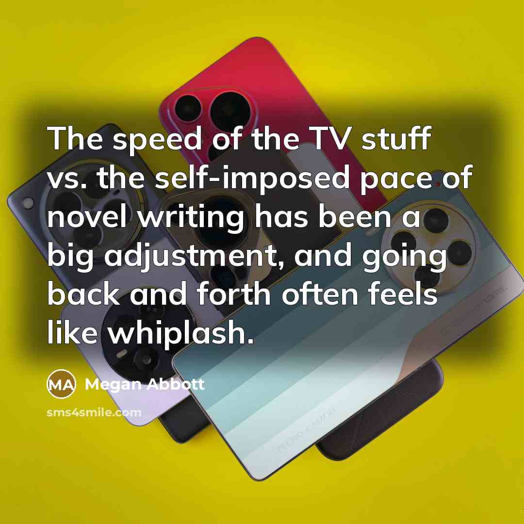 “The speed of the TV stuff vs. the self-imposed pace…” quote by Megan Abbott