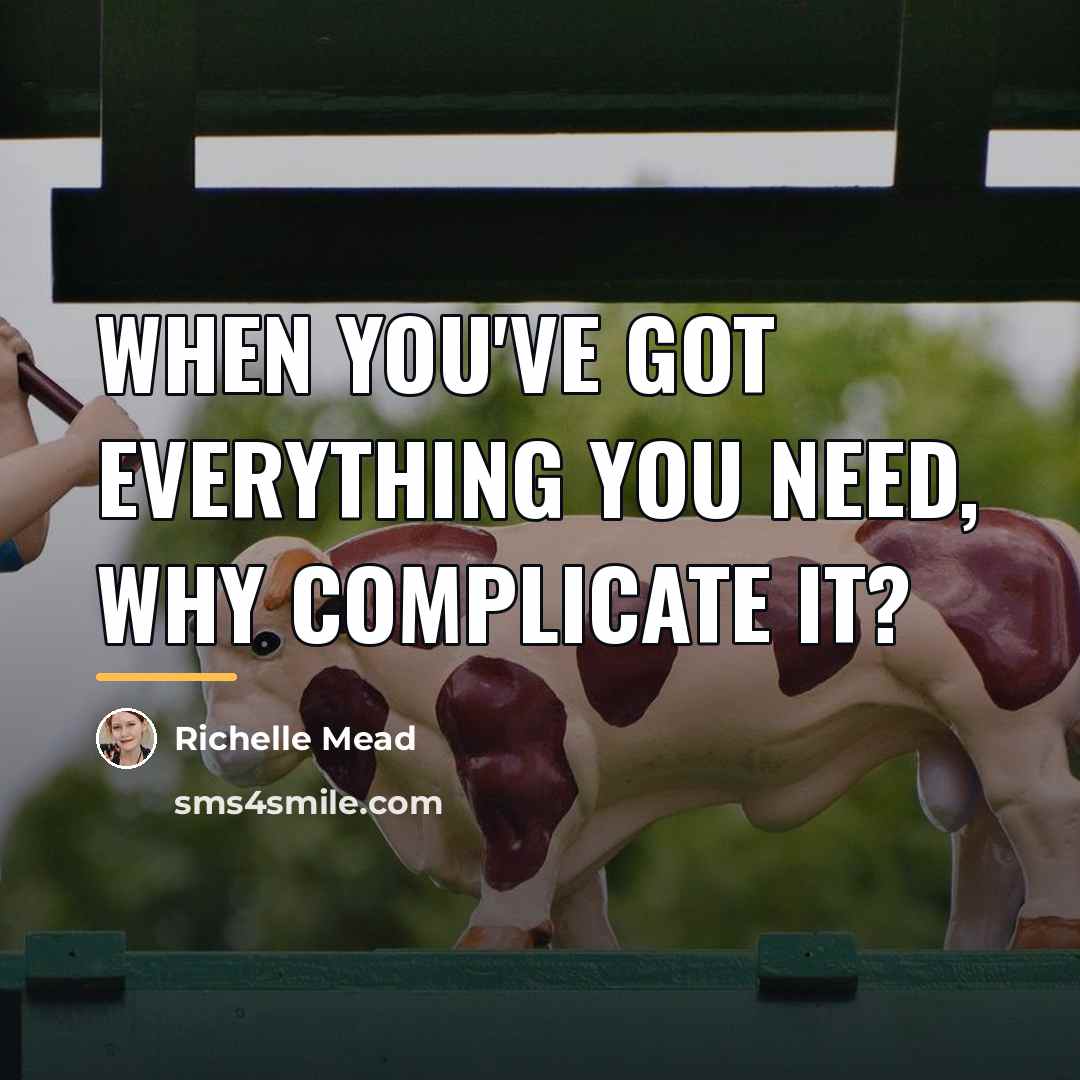 “When you've got everything you need, why complicate it?…” quote by Richelle Mead